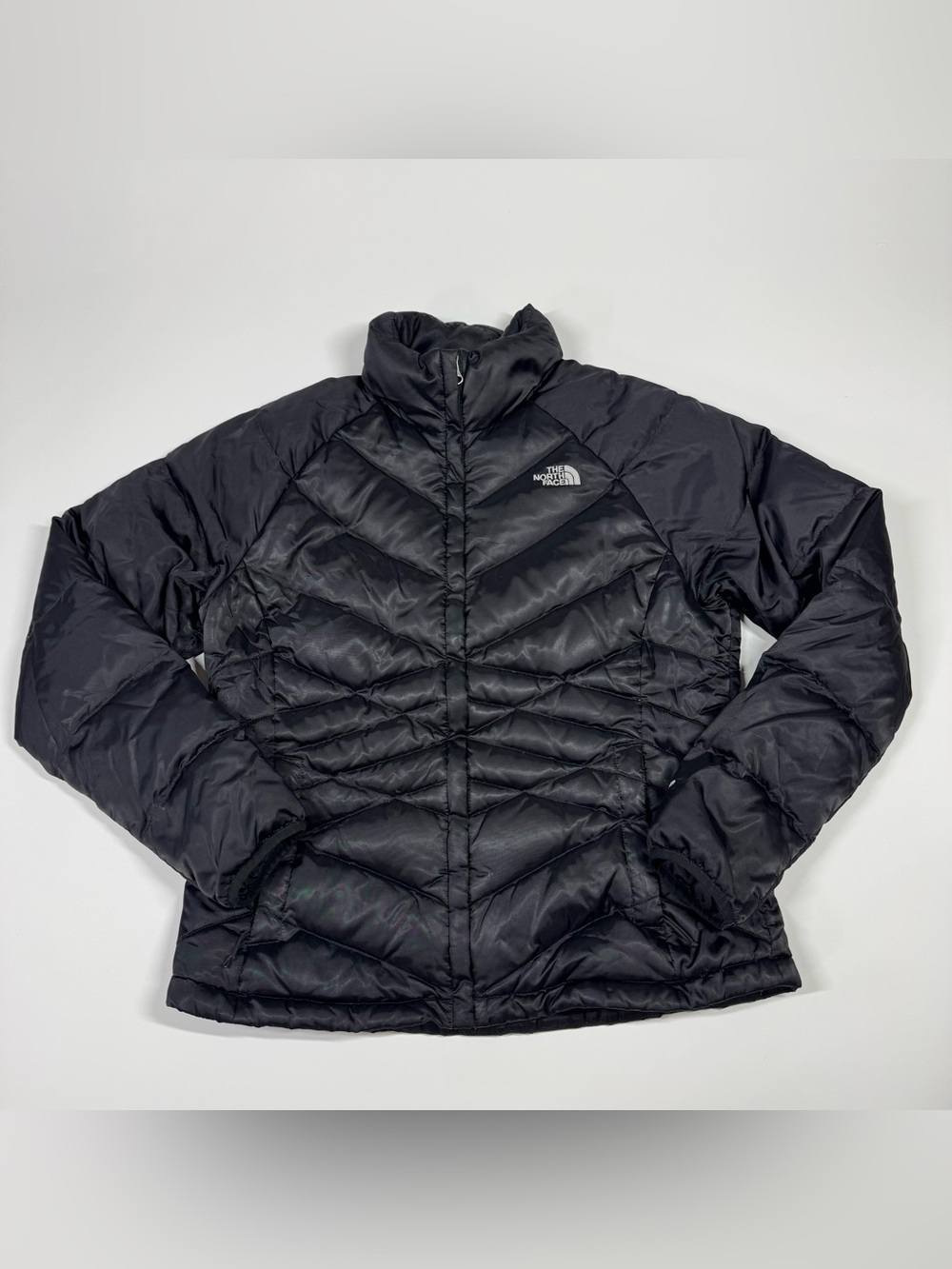 The North Face 550 Down Puffer Jacket Black Womens L Goose Down